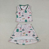 Golf Pink Plaid Athletic Shorts Girls Skirt Sets