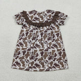 Daddy's Girl Camo Brown Ruffles Girls Short Sleeve Dress