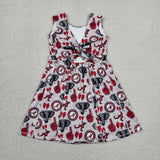 Team Elephant Bow Pattern Gray Athletic Shorts Girls Sleeveless Dress