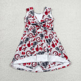 Team Elephant Bow Pattern Gray Athletic Shorts Girls Sleeveless Dress