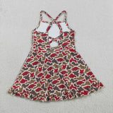 Team Pig Red Green Camo Athletic Shorts Girls Sleeveless Dress
