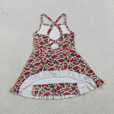 Team Pig Red Green Camo Athletic Shorts Girls Sleeveless Dress