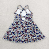 Team Brown Bluish Blue Camo Athletic Shorts Girls Sleeveless Dress