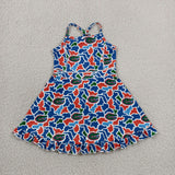 Team Crocodile Orange Blue Camo Athletic Shorts Girls Sleeveless Dress