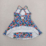 Team Crocodile Orange Blue Camo Athletic Shorts Girls Sleeveless Dress