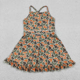 Team T Orange Green Camo Athletic Shorts Girls Sleeveless Dress