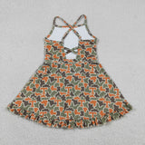 Team T Orange Green Camo Athletic Shorts Girls Sleeveless Dress