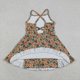 Team T Orange Green Camo Athletic Shorts Girls Sleeveless Dress
