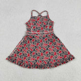 Team A Red Gray Camo Athletic Shorts Girls Sleeveless Dress