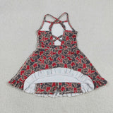 Team A Red Gray Camo Athletic Shorts Girls Sleeveless Dress