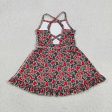 Team A Red Gray Camo Athletic Shorts Girls Sleeveless Dress