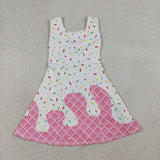 Waffle Ice Cream Pink White Athletic Shorts Girls Sleeveless Dress