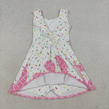 Waffle Ice Cream Pink White Athletic Shorts Girls Sleeveless Dress