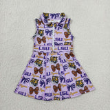 Team Tiger Purple Athletic Shorts Girls Sleeveless Dress