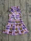 Pre-sale Team Tiger Purple Bow Pattern Athletic Shorts Girls Sleeveless Dress