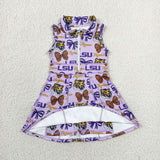 Team Tiger Purple Athletic Shorts Girls Sleeveless Dress