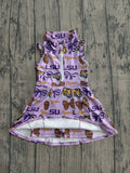 Pre-sale Team Tiger Purple Bow Pattern Athletic Shorts Girls Sleeveless Dress