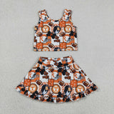 Go Vols Team Plaid Orange White Athletic Shorts Girls Skirts Sets