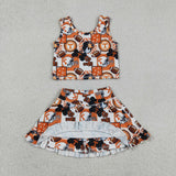 Go Vols Team Plaid Orange White Athletic Shorts Girls Skirts Sets