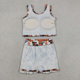 Go Vols Team Plaid Orange White Athletic Shorts Girls Skirts Sets