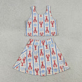 Shell Crawfish Athletic Shorts Girls Skirt Sets