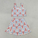 Shell Crawfish Athletic Shorts Girls Skirt Sets
