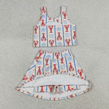 Shell Crawfish Athletic Shorts Girls Skirt Sets