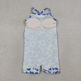 UK Team Blue White Leopard Print Athletic Shorts Girls Sleeveless Dress