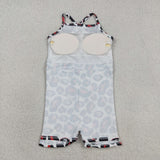 Team Red Black Leopard Print Athletic Shorts Girls Swimsuits