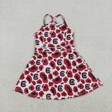 Team C Red Black Leopard Print Athletic Shorts Girls Sleeveless Dress