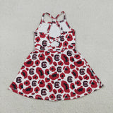 Team C Red Black Leopard Print Athletic Shorts Girls Sleeveless Dress