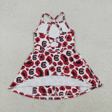 Team C Red Black Leopard Print Athletic Shorts Girls Sleeveless Dress