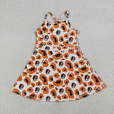 Dog Team Orange Black Leopard Print Athletic Shorts Girls Sleeveless Dress