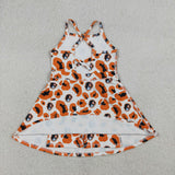 Dog Team Orange Black Leopard Print Athletic Shorts Girls Sleeveless Dress