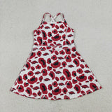 Pig Team Red Black Leopard Print Athletic Shorts Girls Sleeveless Dress
