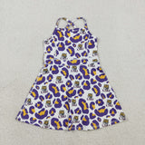 Tiger Baseball Team Yellow Purple Leopard Print Athletic Shorts Girls Swimsuits