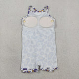 Tiger Baseball Team Yellow Purple Leopard Print Athletic Shorts Girls Swimsuits