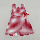 Red Plaid Scalloped Athletic Shorts Girls Sleeveless Dress