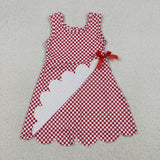 Red Plaid Scalloped Athletic Shorts Girls Sleeveless Dress