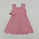 Red Plaid Scalloped Athletic Shorts Girls Sleeveless Dress