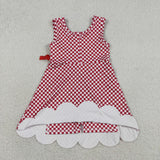 Red Plaid Scalloped Athletic Shorts Girls Sleeveless Dress