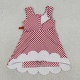 Red Plaid Scalloped Athletic Shorts Girls Sleeveless Dress
