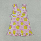 Floral Lemon Pink Plaid Ruffles Athletic Shorts Girls Sleeveless Dress