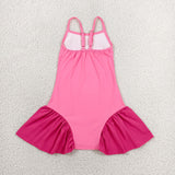 Solid Hot Pink Ruffles Athletic Shorts Girls Sleeveless Dress