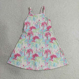 Palm Tree Pattern Athletic Shorts Girls Sleeveless Dress