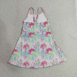 Palm Tree Pattern Athletic Shorts Girls Sleeveless Dress