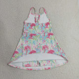 Palm Tree Pattern Athletic Shorts Girls Sleeveless Dress