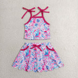Sea Grass Hot Pink Athletic Shorts Girls Skirt Sets