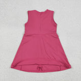 Solid Hot Pink Ruffles Athletic Girls Sleeveless Dress