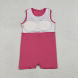 Solid Hot Pink Ruffles Athletic Girls Sleeveless Dress